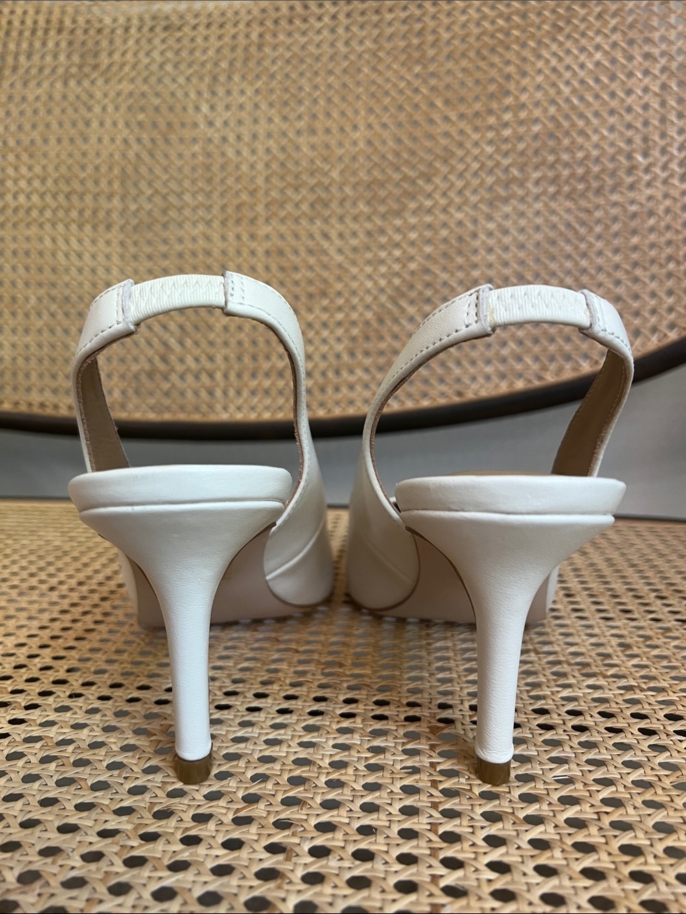 Quince Cream Pointed Toe Slingback Heels - Picture 5 of 8
